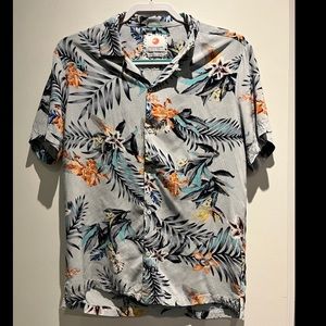 Denim & flower button up